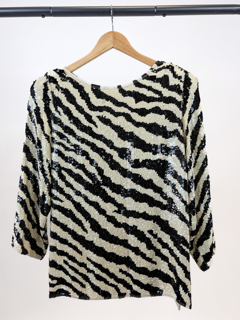 PF-1063 Vintage Jeanette for St. Martin Zebra Silk Sequin Evening Tunic